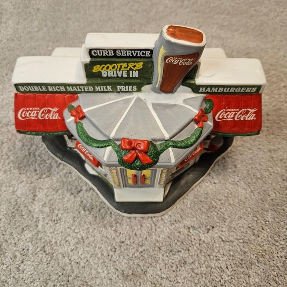 Vintage Coca Cola Scooter's Drive In Christmas Village Lighted Building 1996 - Picture 4 of 12